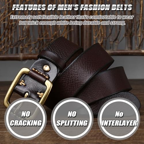 Vintage 1.5" Full-Grain Heavy-Duty Buckle Genuine Leather Belt Men Gift Box Executive4