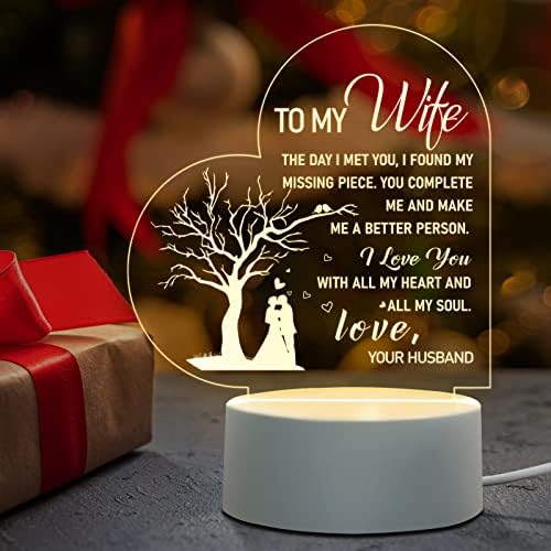 Juratar Valentines Gifts for Her, Wife Gifts from Husband, Wife Birthday Gifts, LED Night Light Valentines Day Gifts, Anniversary Wedding Valentines Gifts for Wife Women
