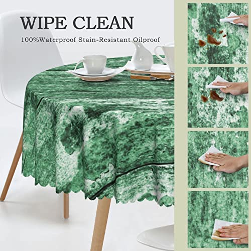 Bnnbesnao Celtic Green Printed Round Tablecloth,Wipeable Spill Proof Anti-Shrink Soft And Wrinkle Resistant,For Restaurant Kitchen Dinning Tabletop Outdoor（70 Inch，Laurel Green Jade Green） #TOP3
