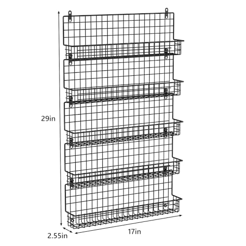 X-cosrack Spice Rack Organizer, 5-Tier Wall Spice Rack, Stackable Hanging Spice Jars Storage Racks, Great for Kitchen and Pantry, Up to Storage 48 Jars(Patent No.:D909138S)