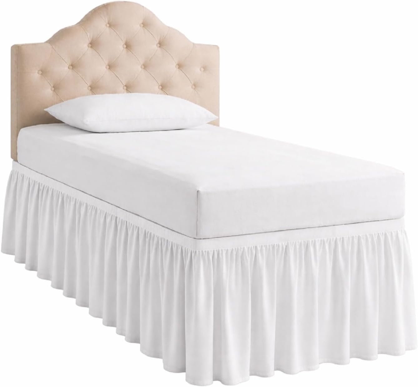 Full XL Dorm Bed Skirt 1 Piece (54 x 80 Inches) – 36 Inch Drop, White Microfiber Dust Ruffle, Soft Fabric, Skin-Friendly, Three-Sided Design, Easy-Fit Lightweight Dorm Room Bedding