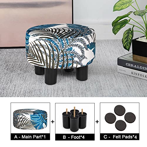Joveco Small Footstool Ottoman, Round Foot Rest Stool With Non-Skid Plastic Legs, Modern Footrest Pets Step Stool Padded Seat For Sofa Desk Living Room Office Dogs (Leaves) #TOP3