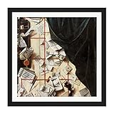 Gysbrechts Board Partition Letter Rack Trompe L'oeil Painting Square Wooden Framed Wall Art Print Picture 16X16 Inch Pintura Madera pared Imagen