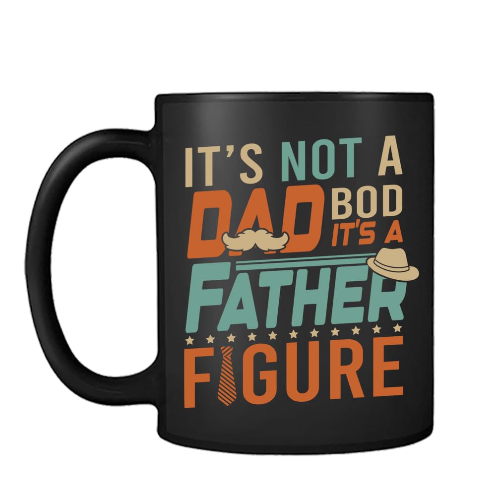 Getagift Father's Day Gifts, It's Not a Dad BOD It is a Father Figure, Black Satin Cup/Mug.