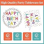 72 Pcs Birthday Plates and Napkins Party Supplies,Happy Birthday Party Plates Napkins Dots Design Tableware Set Decorations for Serves 24 (White) - Image 3