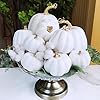 Winlyn 10 Pcs Assorted White Artificial Pumpkins Harvest White Pumpkins Decorative Pumpkins Foam Rustic Fall Pumpkins for Autumn Fall Wedding Thanksgiving Halloween Props Home Seasonal Mantel Décor #4