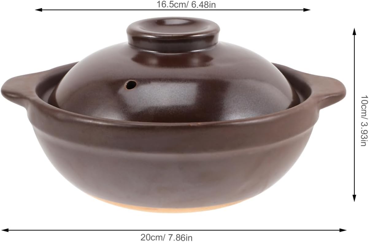 Cabilock Japanese Donabe Clay Pot with Lid, 6.5 Inch Terracotta Ceramic Casserole for Stovetop & Oven, Traditional Earthenware for Cooking Rice, Soup, Stew and Meat