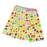 4 Sheets Cute Lovely Puffy DIY Decorative Adhesive Sticker Tape/Kids Craft Scrapbooking Sticker Set for Diary, Album (Vegetables+Fruits)