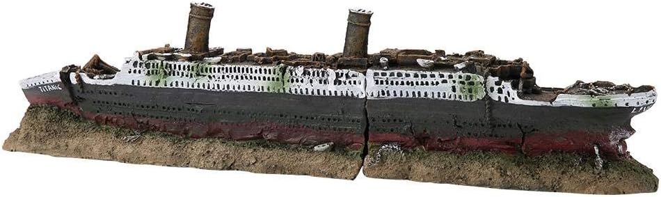 Aquarium Wreck Ornaments, Resin Material Wreck Sailing Boat Sunk Ship Fish Decor Ship Decorations