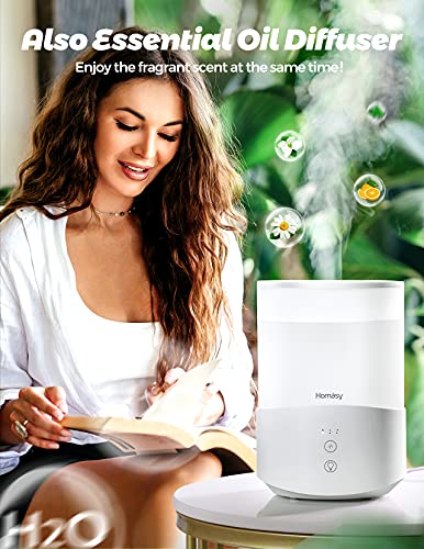 Homasy ColorMist Cool Mist Humidifier, 25dB Humidifiers Essential Oil Diffuser with 7-Color Lights, 2.5L Humidifier for Bedroom, 30H Work Time, White - Thumbnail 3