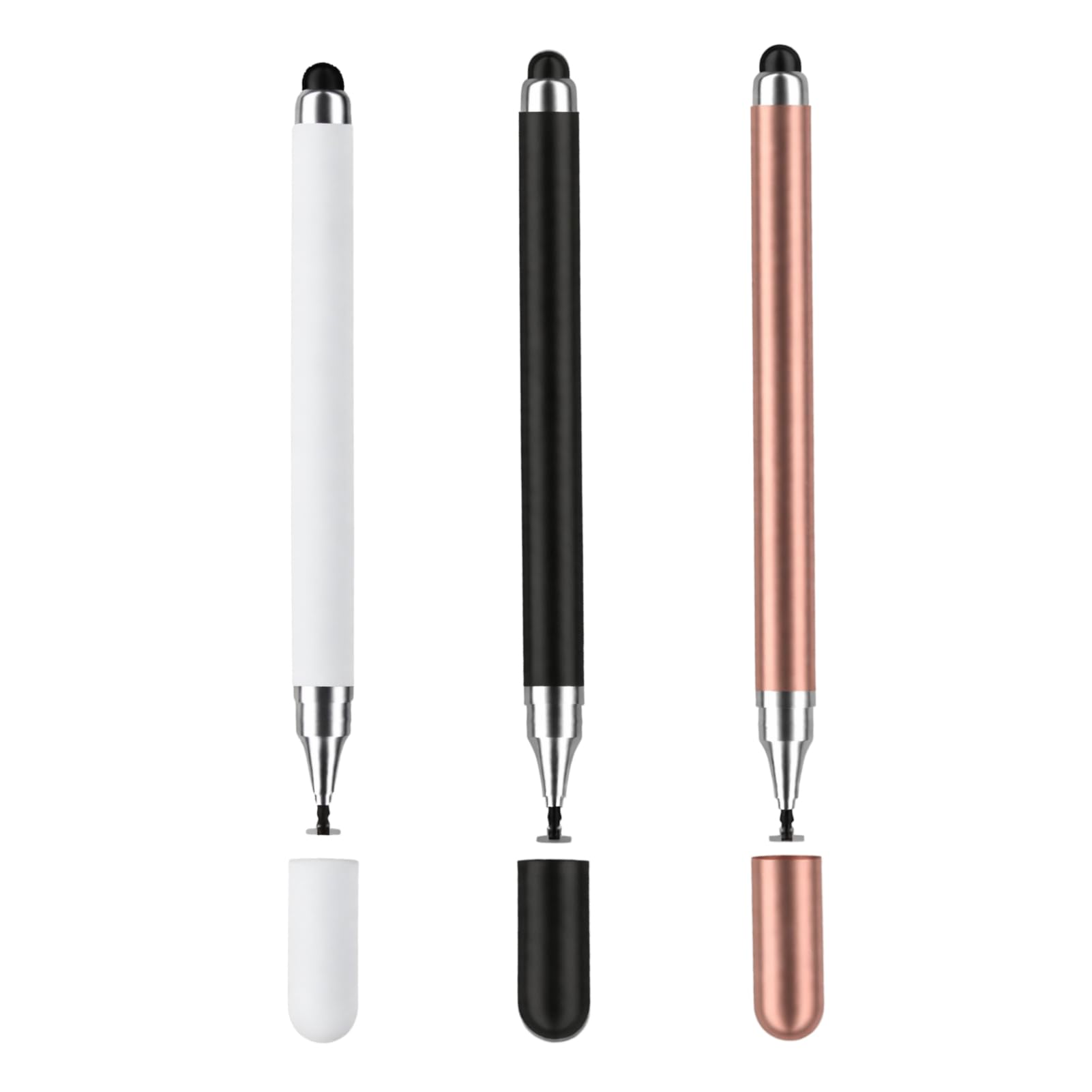 Lot de 3 Stylos Tactiles Universels 2 en 1 pour Smartphones, Tablette, Haute Précision Compatible iPad iPhone Android Samsung