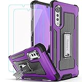YmhxcY Compatible for LG Velvet 5G UW (Verizon)/LG Velvet 5G Case,HD Screen Protector[2 Pack],A pop up Kickstand Non-Slip Hybrid Phone Case for LG Velvet-GG Purple