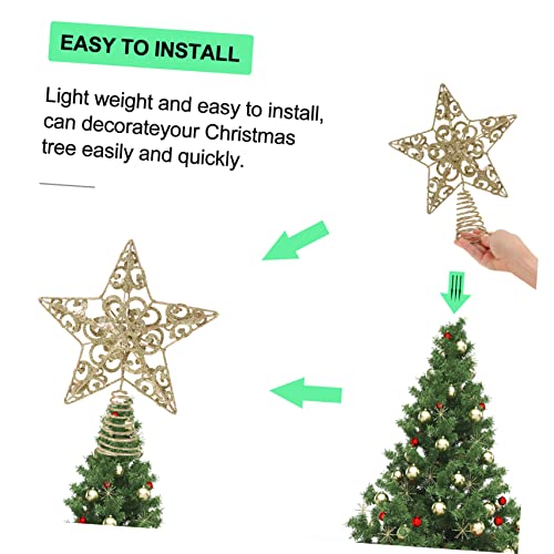 Abaodam 3 estrellas de hierro para decoración de árbol de Navidad 4