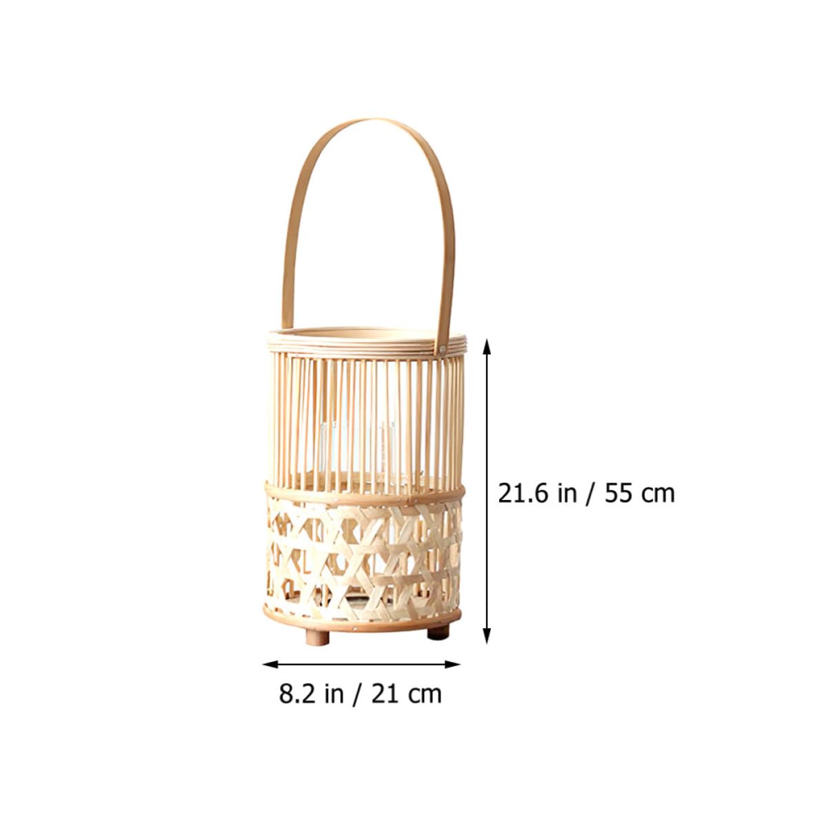 Bambusgeflecht Windlicht Dekorative Laterne und Glas Khaki | Tragbar, für Kerzenlicht Dinner und Party, Elegant Retro Chic