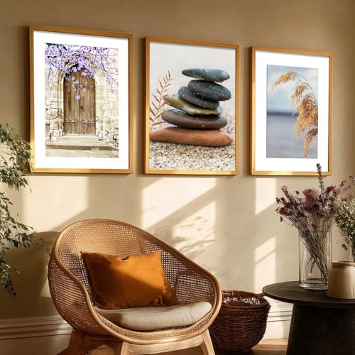 Image of HOTHOUSE Abstract Art Home Decoration Abstract Paintings With Frame For Living Room Bed Room Hotel Wall Decor Digital Reprint Set of 3 (19X25 inch)