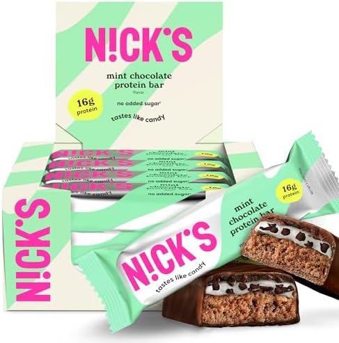 N!CK'S Protein Bars Mint Chocolate, 12 Count Box (50g Each)