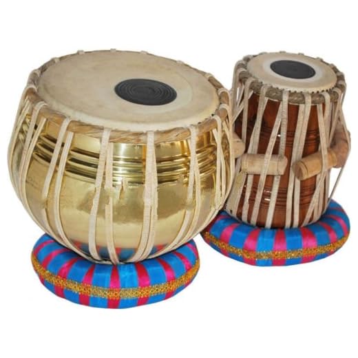 Sai Musical Sheesham Wood TB-0086 Hand Made Unique Design Brass Tabla Set Gold Color - A Musical Instrument.