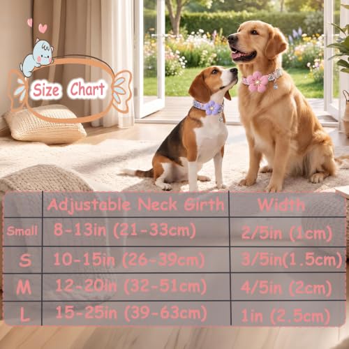 Small Dog Collar with Bell, Puppy Collar, Pink Dog Collars for Small Dogs | Girl Dog Collar for Female with flower, Floral Fall Dog Collar, Cute Soft Dog Collar Para Perros for Walks Outdoor Hikes - image 7