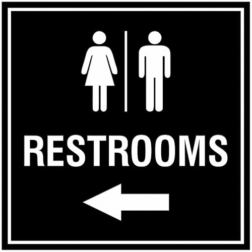 Miniatura 46 de Signs ByLITA Letrero cuadrado de flecha izquierda para baños con cinta adhesiva (plata cepillada) – grande (paquete de 1) Brushed Silver,Azul,Marrón