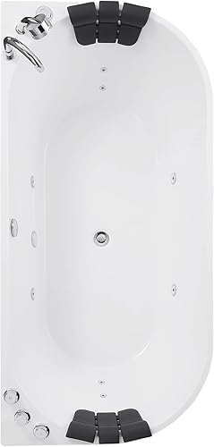 Miniatura 6 de Empava Bañera de hidromasaje independiente de 71 pulgadas ovalada con 8 chorros de agua ajustables de hidromasaje, masaje acrílico de lujo, bañera