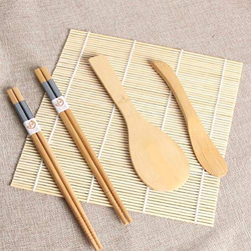 FRCOLOR Kit de ferramentas para fazer sushi, 6 peças, com tapetes de bambu, pauzinhos, arroz, pá, su