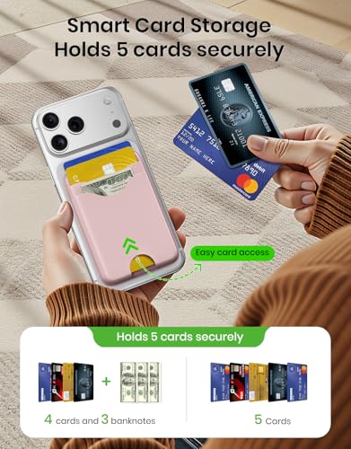 Image of for Magsafe Wallet Magnetic Card Holder - Strong RFID Leather Card Pocket with Magnet, Compatible with iPhone 12 /13 /14 /15 /16 /17 Series, Not for mini,Pink
