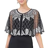 paillettenkleid silber Frauen Mesh Shiny Pailletten geschmückt vorne Single Hook Cloaure Cardigan Cloak