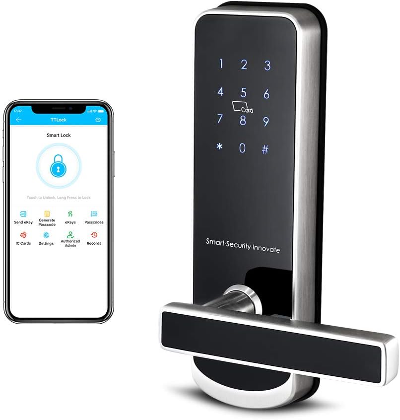 Smart Lock,YRHAND NX1 Touchscreen Smart Lock (4-in-1 Keyless Entry | Anti-peep Code |Auto Electronic Lock | App Lock Work with iOS and Android๏ผ Satin Nickel)๏ผ