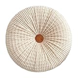 UUluhao Round Throw Pillow Pleated Small Circle Pillow 16 in Round Boho Decorative Pillows for Couch Sofa Chair Bed Car,Ivory,Diameter 16 inches