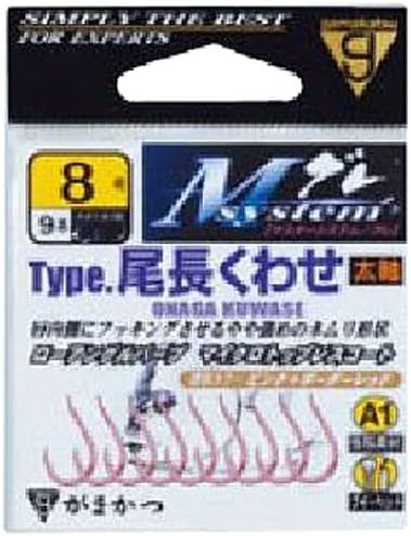 Gamakatsu 67482 Single Hook, M System Type, Long Tail, No. 8.5, 9 Pieces, Okiami Pink