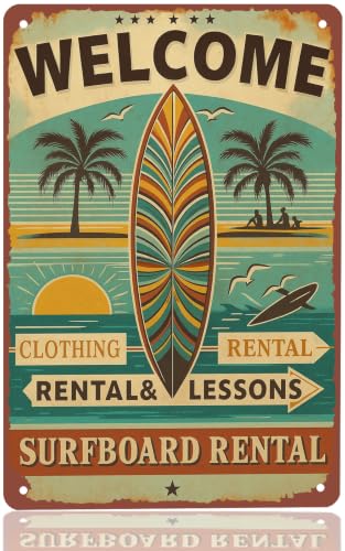 Welcome surfboard rental metal sign 8x12 inch