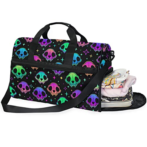 Travel Duffel Bags Rainbow Style Skull Sports Duffel Bag Gym Bag Travel Luggage Overnight Bags for Men Women Duffel Bags with Adjustable Strap for Traveling2
