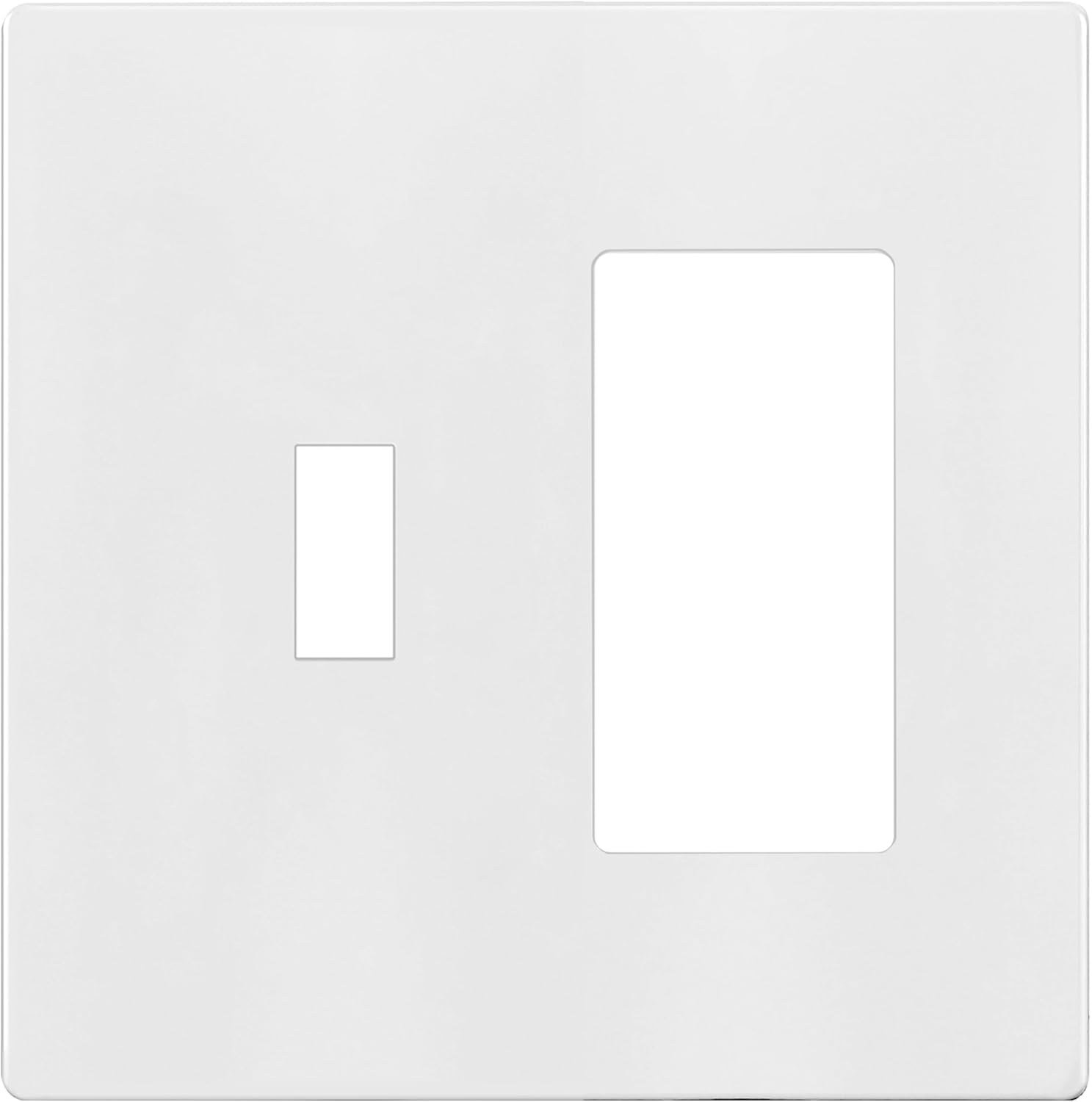 ENERLITES Combination Toggle Light Switch/Decorator Light Switch Plate, Double Switch Wall Plate, Standard Size 2-Gang 4.68" x 4.73", Polycarbonate Thermoplastic, Gloss Finish, SI881131-W, White
