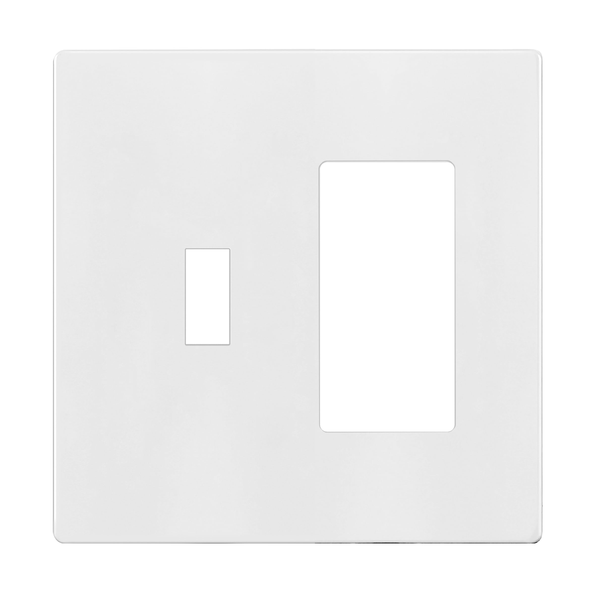 ENERLITES Combination Toggle Light Switch/Decorator Light Switch Plate, Double Switch Wall Plate, Standard Size 2-Gang 4.68" x 4.73", Polycarbonate Thermoplastic, Gloss Finish, SI881131-W, White