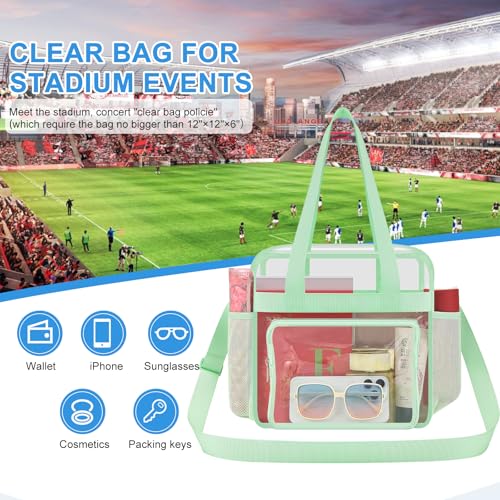 Image of Busiuw Clear Bag for Stadium Events, Stadium Approved 12x12x6 Clear Tote Bag for Sport Fan, Work Concert Travel