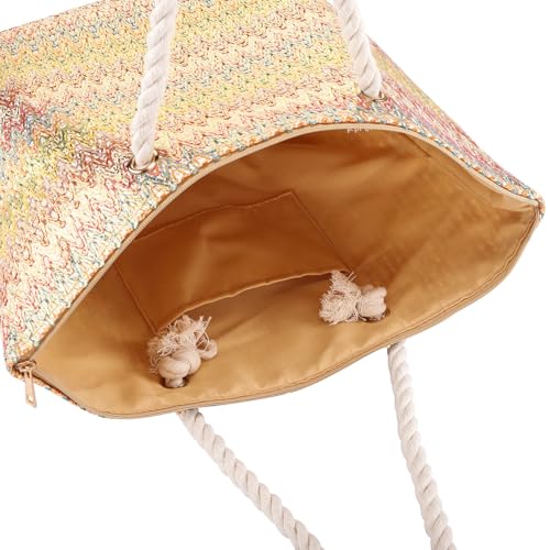Women's Woven Beach Tote Bag – Large Colorful Shoulder Handbag for Summer, Shopping, Boho Fashion & Daily Essentials4