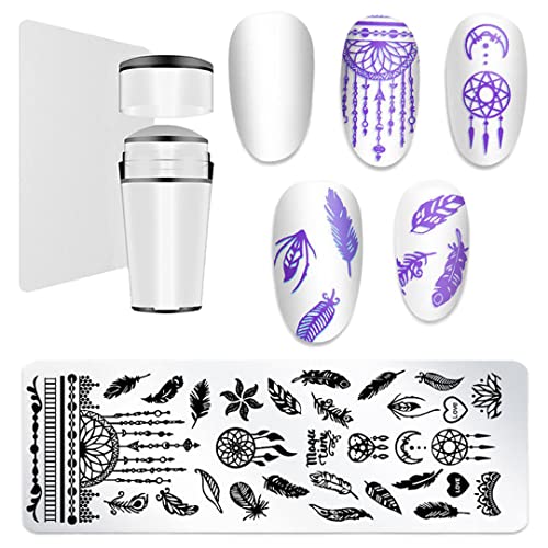 Nail Art Stamping Plates Set Katze Ostern Blume Stamping Platten Silikon Maniküre Stamper Schaber Schablonen für Frauen Stil 7