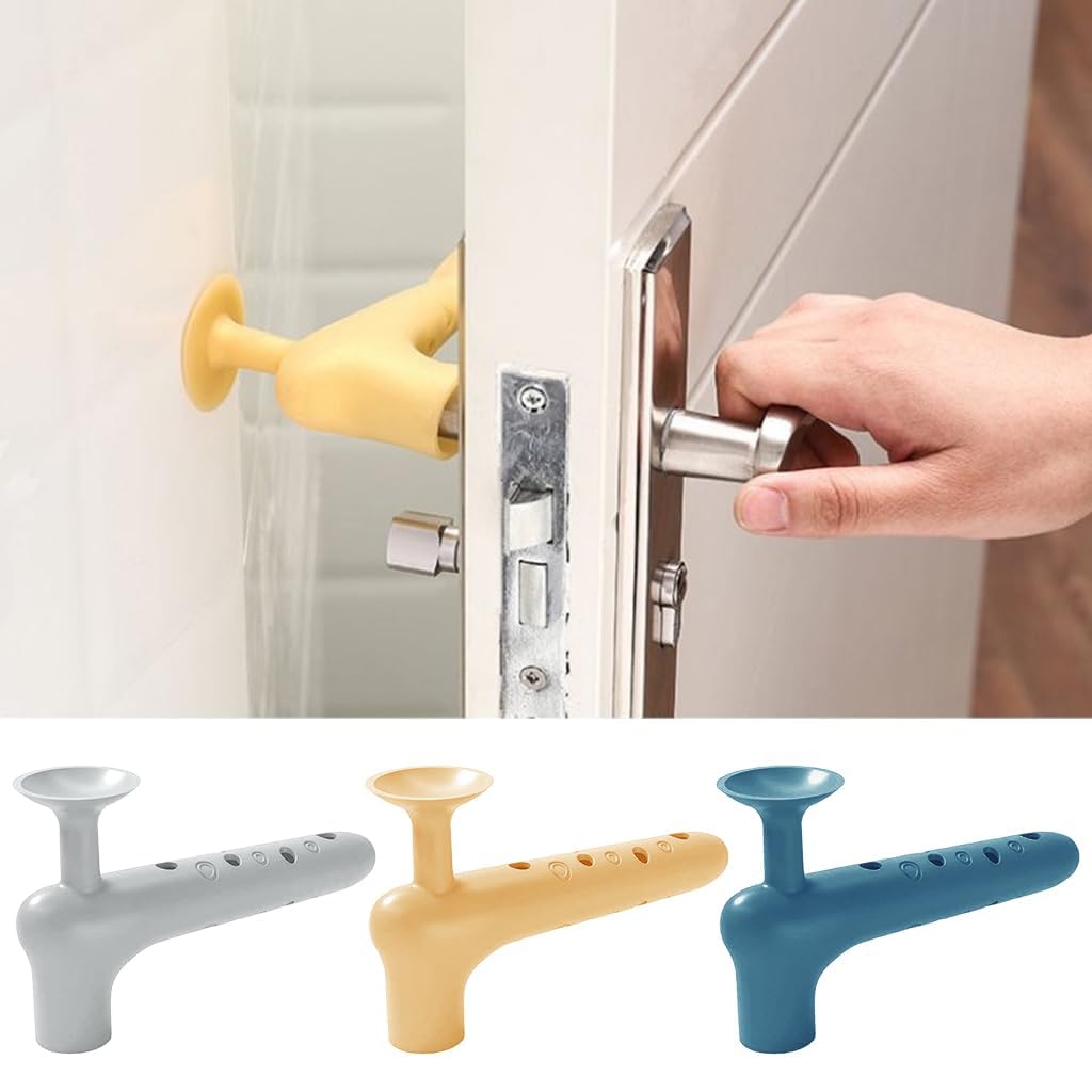 Silicone Door Handle Cover with Suction Cup - Anti Static Door Stopper Protector, Shock Absorbing Handle Guard for Wall Protection | Universal Fit for Home, Office Doors 3pcs-image-35