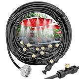 Misting Cooling System 32.8ft(10M) Misting Line + 10 Brass Mist Nozzles + a Faucet Connector (3/4") Fan Misting Kit Outdoor Mister for Patio Garden Greenhouse Trampoline for waterpark