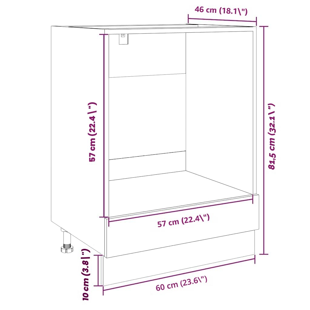Armoire à Four Chêne Sonoma 60x46x81,5 cm Aggloméré vidaXL