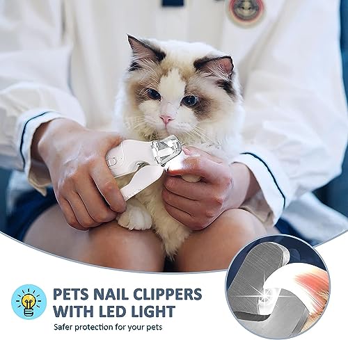 Image of Pet Grooming Kit Dog Nail Grinder 2-in-1 Dog Nail Trimmers Cat Nail Clipper Kit with Dual LED Lights USB Rechargeable Pet Nail Grinder for Small Medium and Large Dogs Pet Trimmer