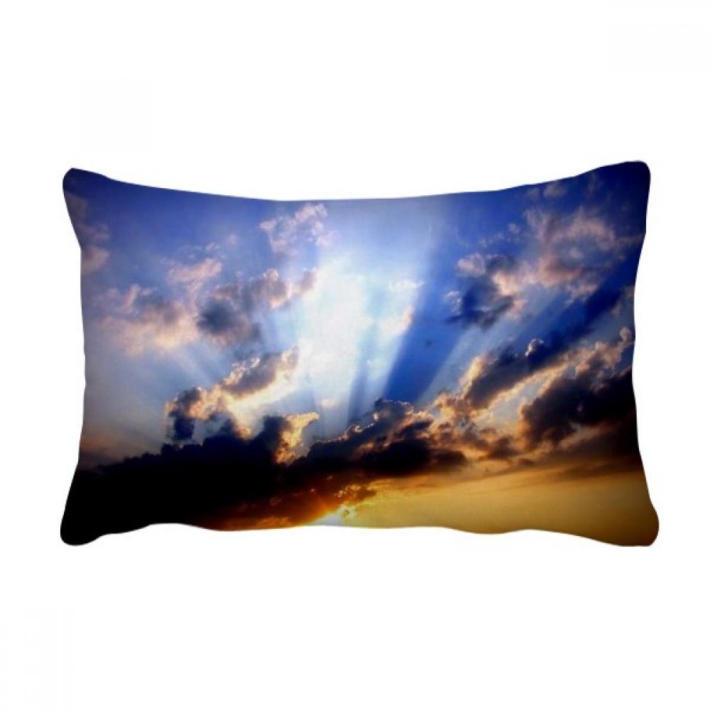 Coussin lombaire bleu nuages ciel orange de 16x24 pouces pour decoration de canape