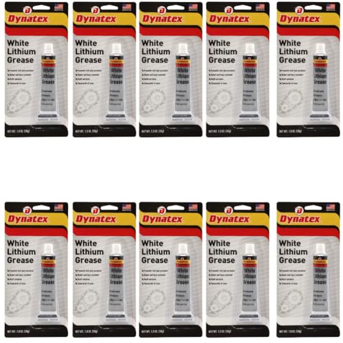 Image of Dynatex White Lithium Grease 1 oz Tube - Multi-Purpose Lubricant for Automotive, Garage Doors, Hinges, Chains, Latches (10-Pack)