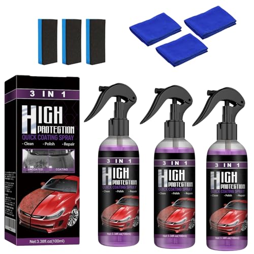 3PCS Car Coating Spray Tool Set, 3 in 1 High Protection Quick Car Coating Spray, Multi-functional Car Coating Spray, Nano Coating Spray for Cars, Car Scratch Repair Spray