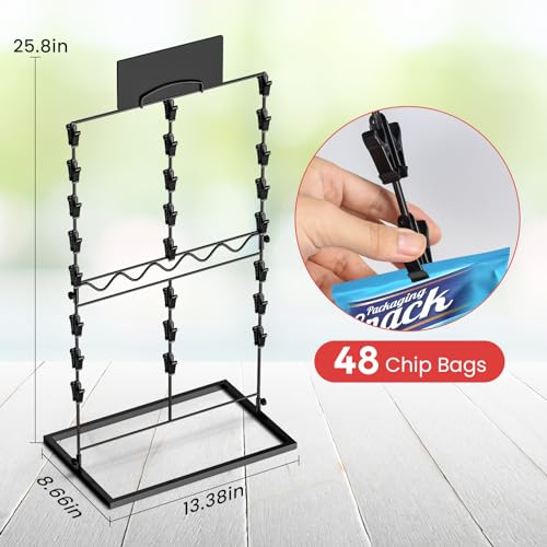 TJ.MOREE Chip Rack Display Stand, Chip Bag Holder for Party Display 3-Row 48 Clips Countertop Snack Hanger, Snack Retail Display Rack for Party, Concession by TJ.MOREE - Image 2