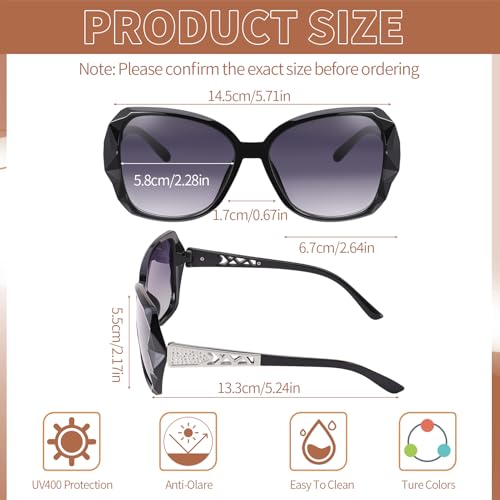Image of Women Oversized Sunglasses UV400 Protection Lens Sun Glasses | Lightweight Shiny Frame, Classic Trendy Design, Multiple Color Options for Walking, Driving, Shopping, Taking Photos