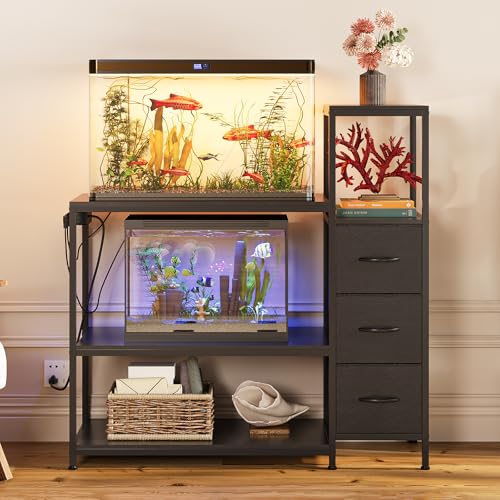 Welfuturer 20-29 Gallon Aquarium Stand with Drawers & Power Outlet, Black by Welfuturer - Image 5