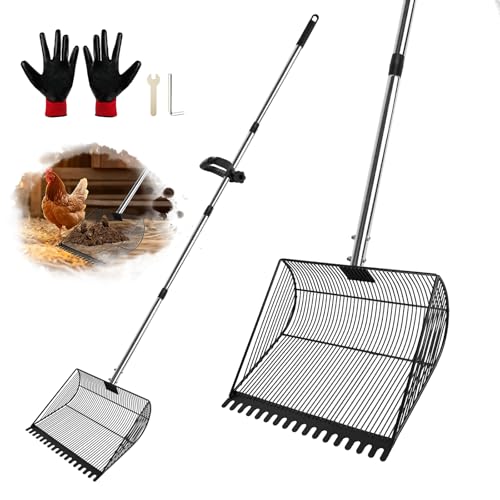 Zxweqr 13-inch Sand-Grade Chicken Poop Scooper, Large Adjustable Metal Poultry House Manure Scoop, Chicken Poop Scooper Suitable for Cleaning Chicken Coops, Stables, Gardens, and Small Farms