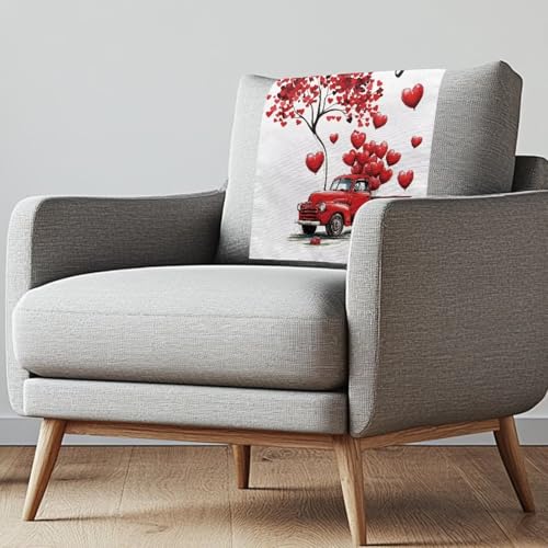 GLENLCWE Happy Valentines Day Truck Recliner Headrest Protector Non Slip Chair Headrest Cover Wrinkle Resistant Sofa Headrest Slipcovers for Living Room 3 pcs