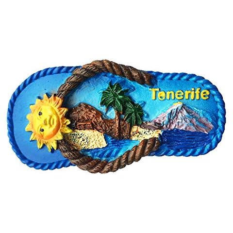 Time Traveler Go Tenerife Spain Flip Flops Volcanic Island 3D Resin Refrigerator Magnet Souvenir Gift Collection Home and Kitchen Decoration Magnetic Sticker Fridge Magnet Cover